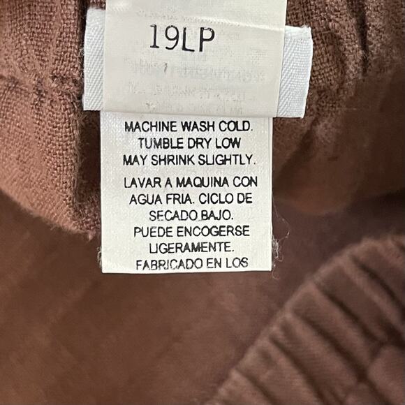 Eileen Fisher 100% Linen Midi Skirt Size M Brown Side Slits Lagom Sustainable - Picture 6 of 8